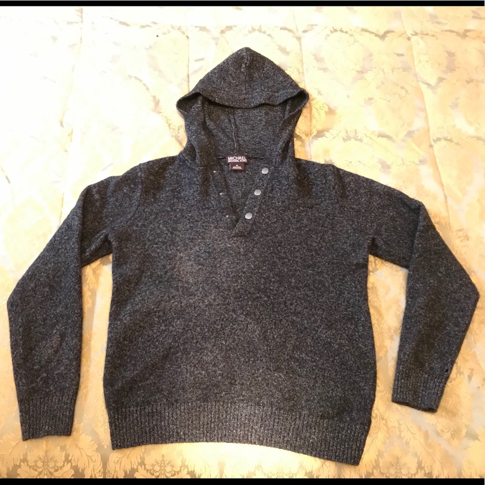 MICHAEL KORS WOOL BLEND PULLOVER HOODIE SWEATER